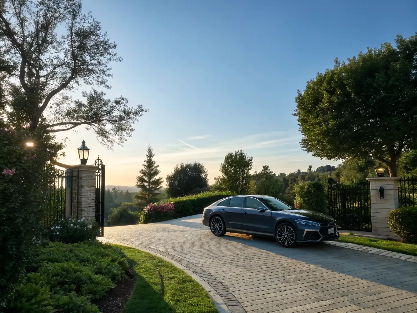A sleek car parked safely, representing the peace of mind that comes with reliable auto insurance from TrueGuard.